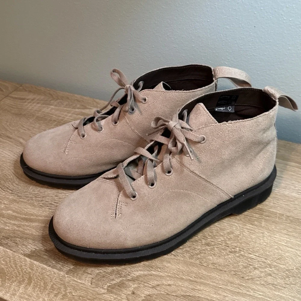 Dr Martens Tan Suede Leather Boots‎ Mens Size 8 Docs Safety Slip Resistant
